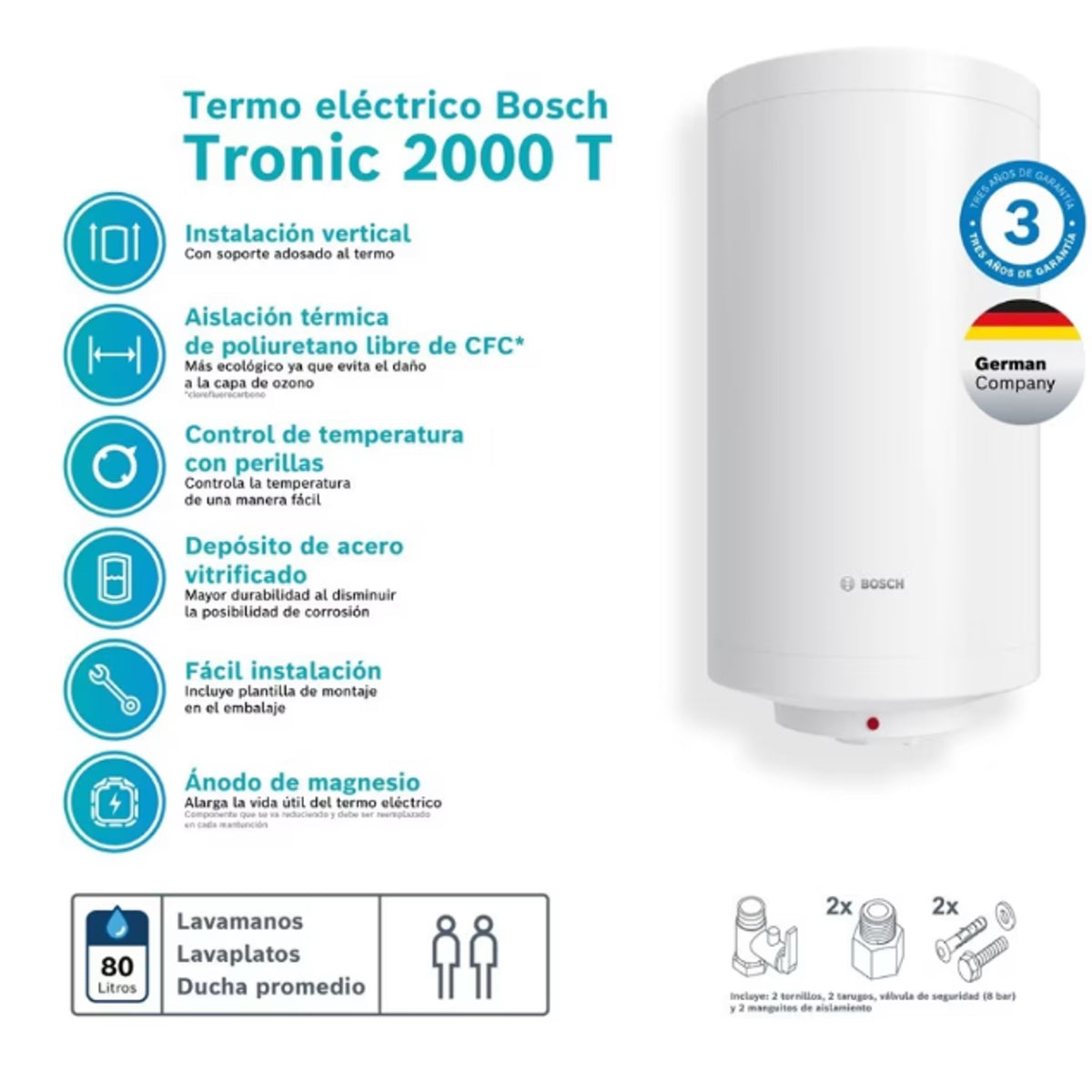 Termo eléctrico Bosch 80 Litros 7736503349