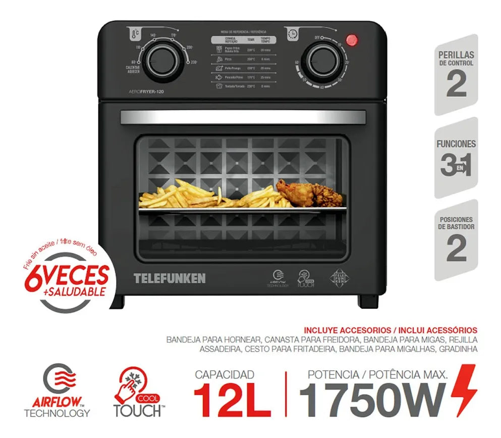 Horno De Aire Freidora 12L Telefunken