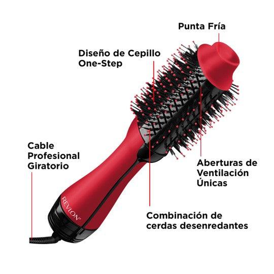 Cepillo OneStep Secador y Voluminizador Rojo  Revlon - I289RVDR5222RLA