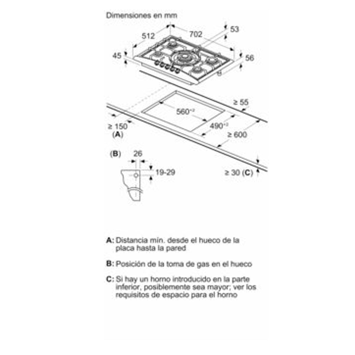 Encimera 5Q Gas Bosch PGQ7G5B90